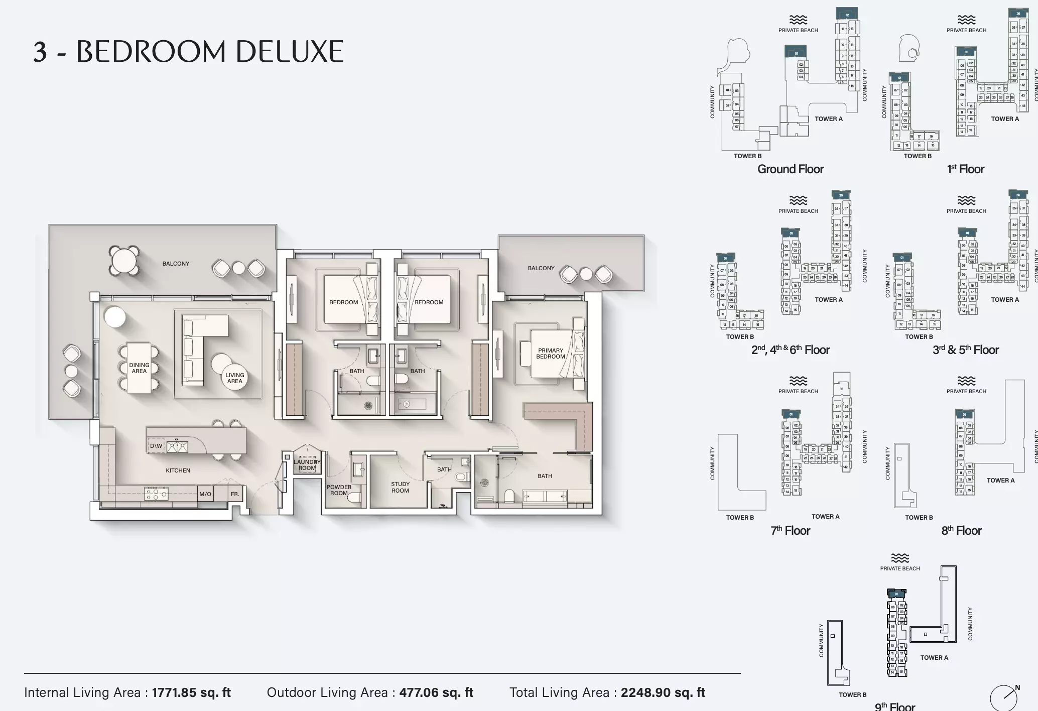 Ellington Cove Type A | Tower B, 3 beds