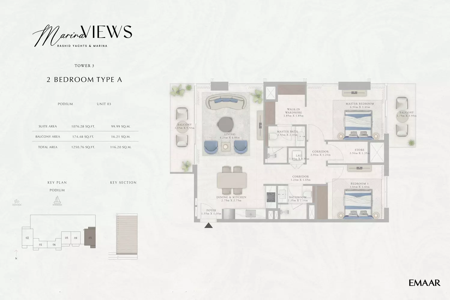 Marina Views Type 1-Tower 3, 2 beds