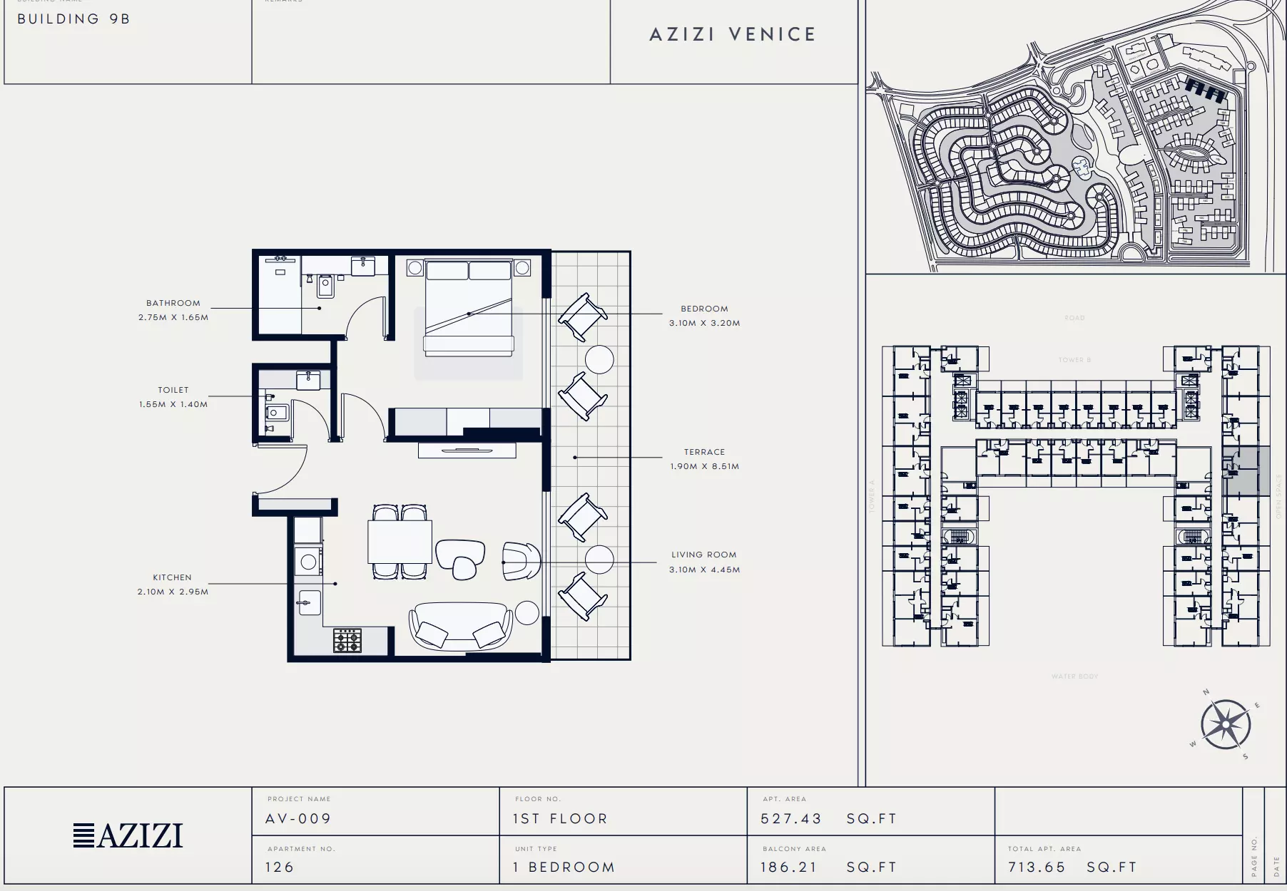 Azizi Venice 9 Type 126-Building B, 1 bed