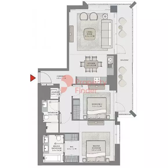 Creek Beach Grove — 2BR floor plan