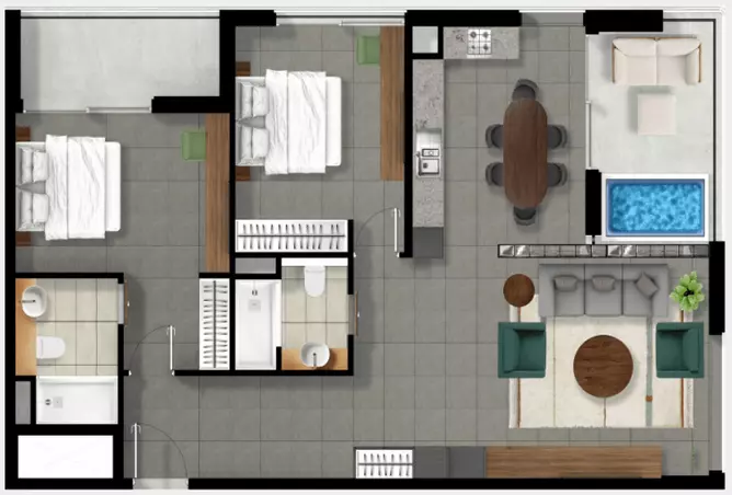 izzzi.life Lime — 2BR floor plan