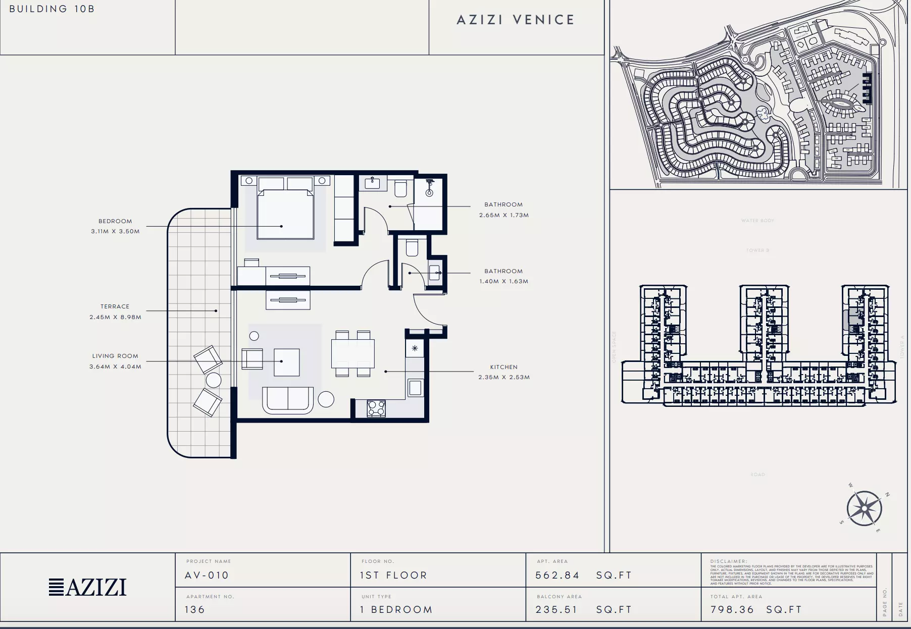 Azizi Venice 10 Type 136-Building B, 1 bed