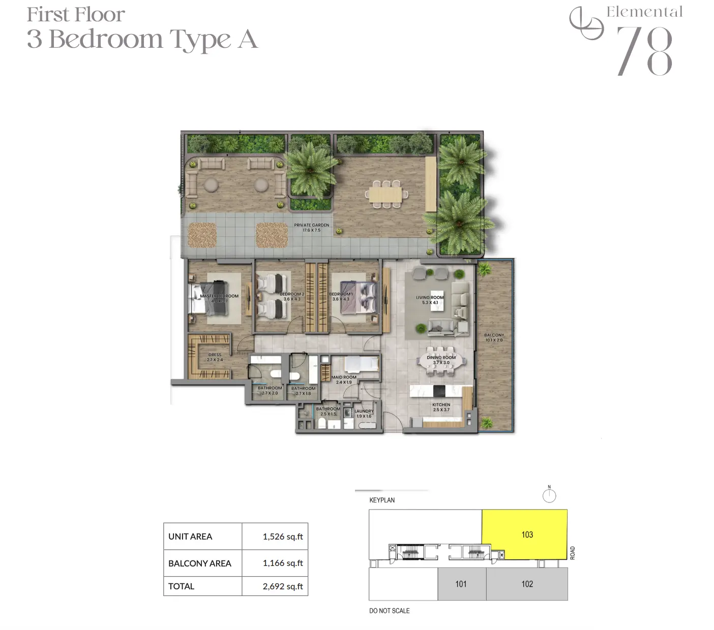Elemental 78 — 3BR floor plan