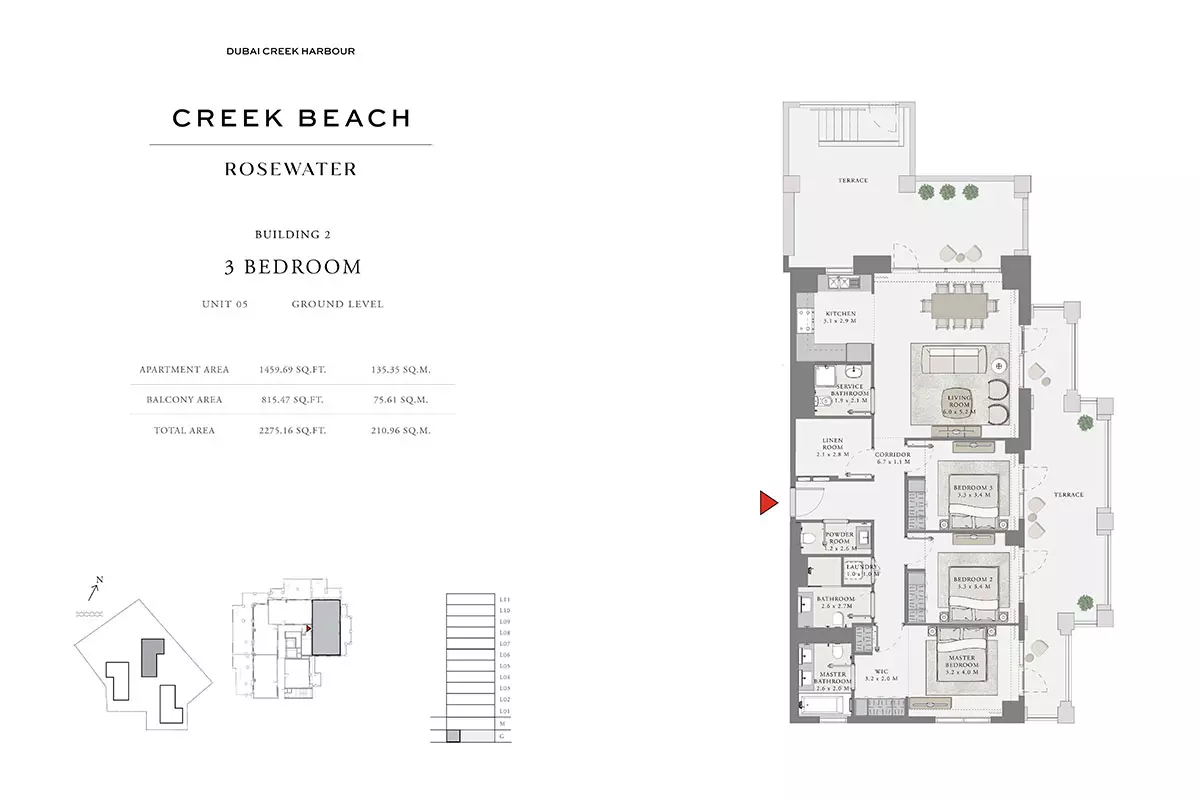 Creek Beach Rosewater B2-Type C, 3 beds
