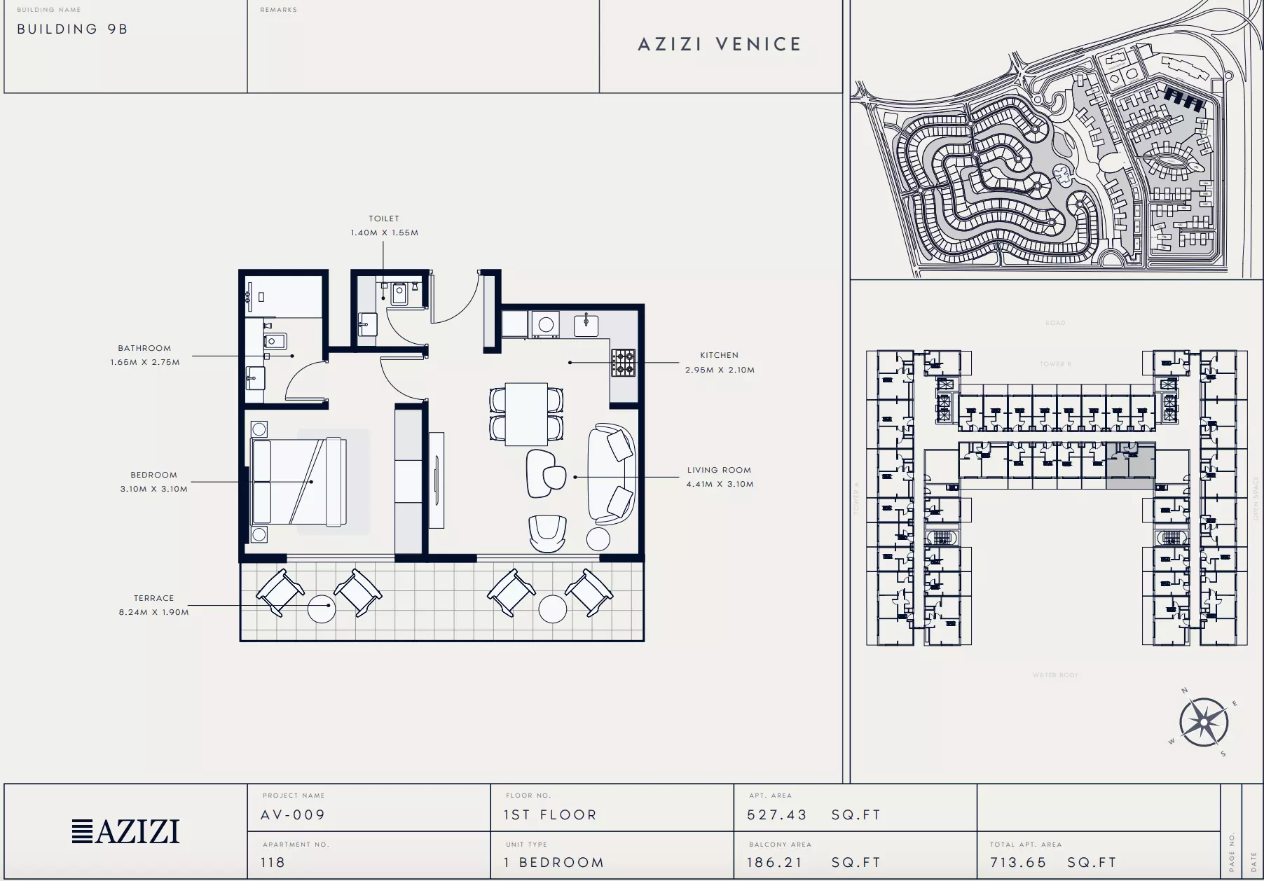 Azizi Venice 9 Type 118-Building B, 1 bed