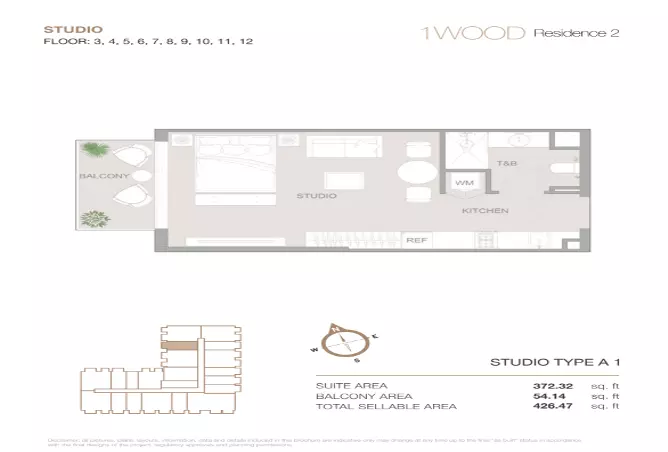 1WOOD Residence Phase 2 By Object 1 — Studio floor plan