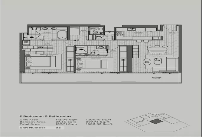 Reem Eleven — 2BR floor plan