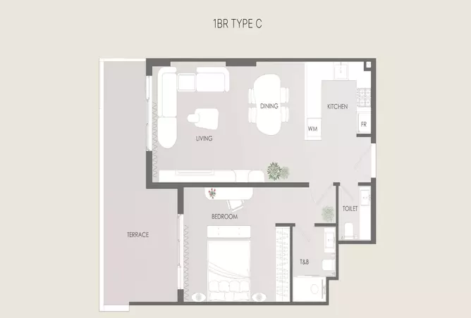 Delvara Residence — 1BR floor plan