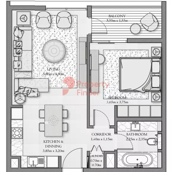 Sirdhana B3-Type 1 Level 02-06, 1 bed