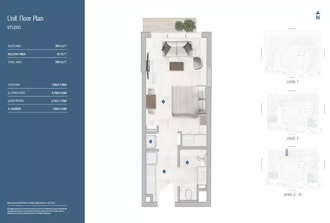 Sola Residences — Studio floor plan