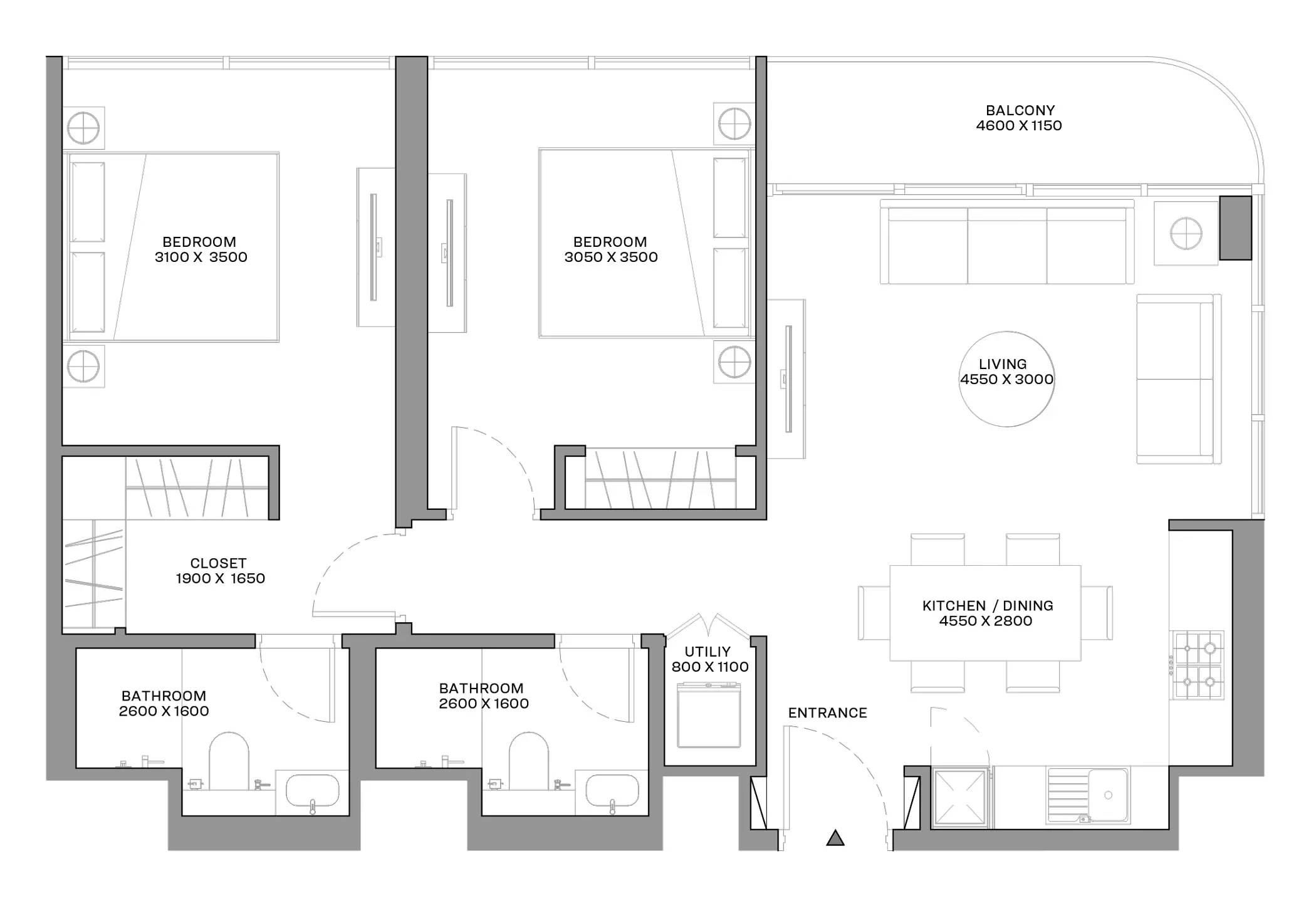 Sobha Coraline Beach Residences Type C, 2 beds