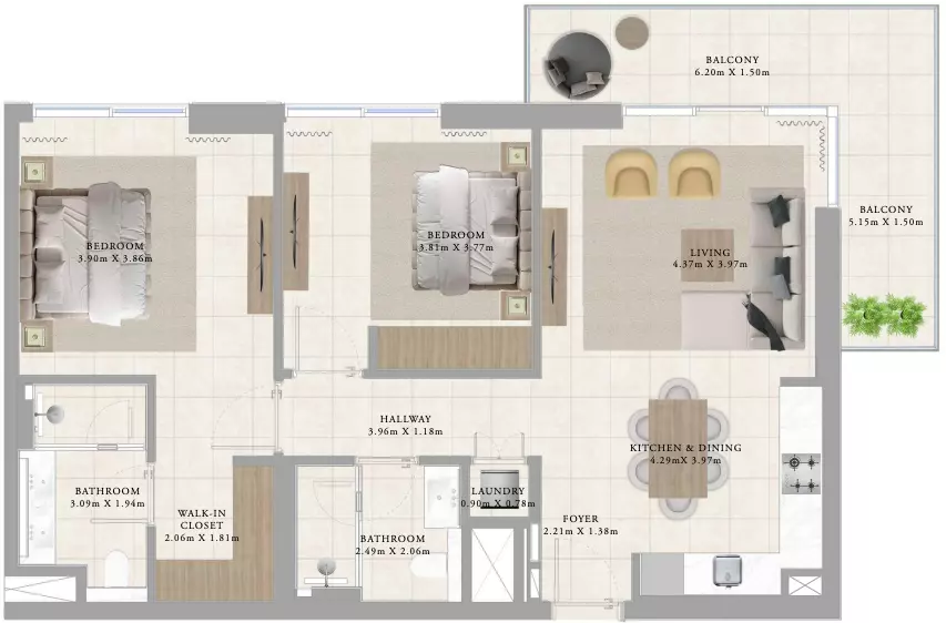 Greenside Residence 1178, 2 beds