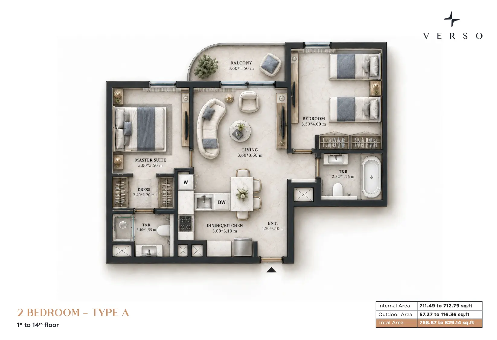 Verso — 2BR floor plan