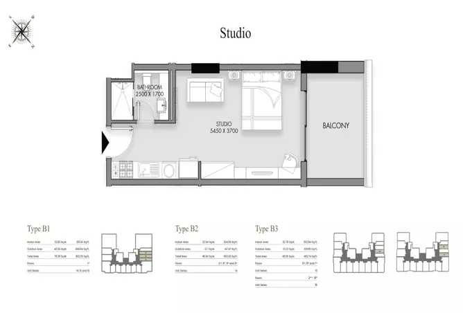 Cavara Central — Studio floor plan