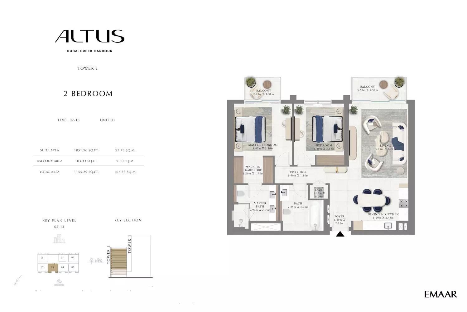 Emaar Altus Type 5-Tower2, 2 beds