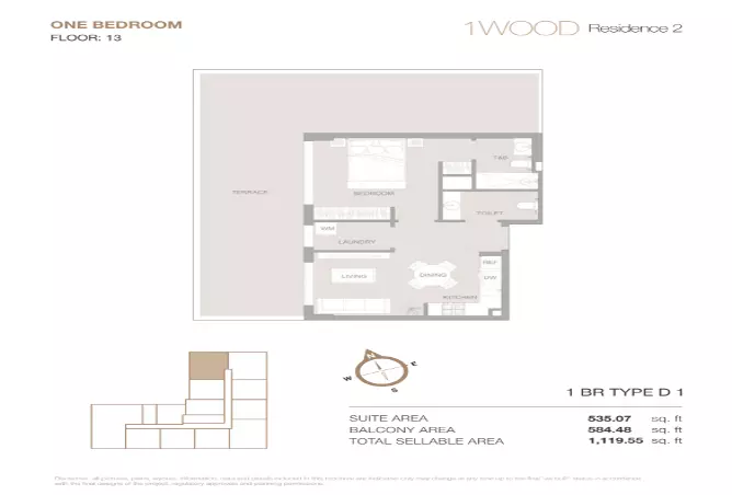 1WOOD Residence Phase 2 By Object 1 — 1BR floor plan