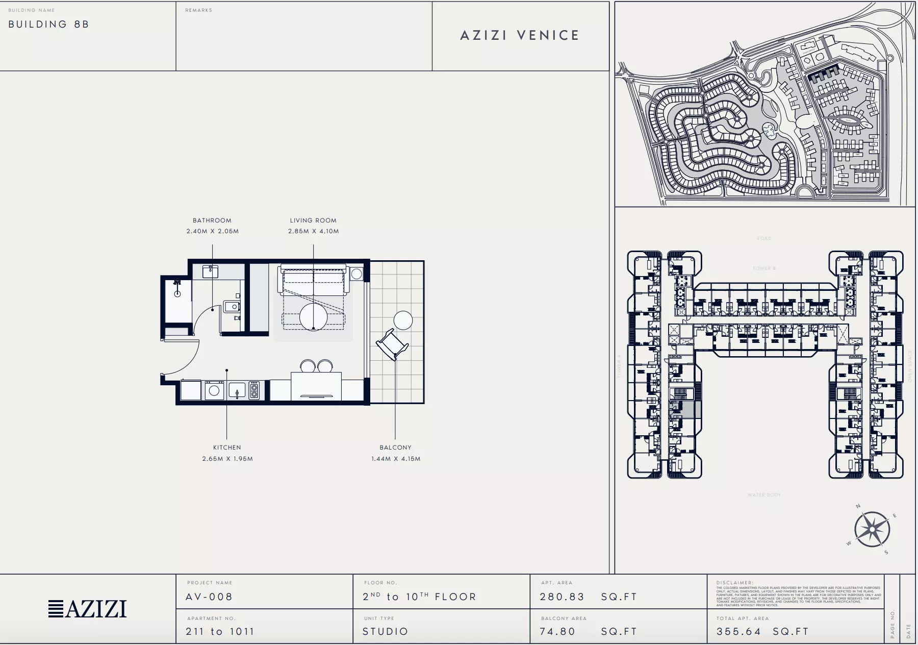 Azizi Venice 8 Type 211-Building B, studio