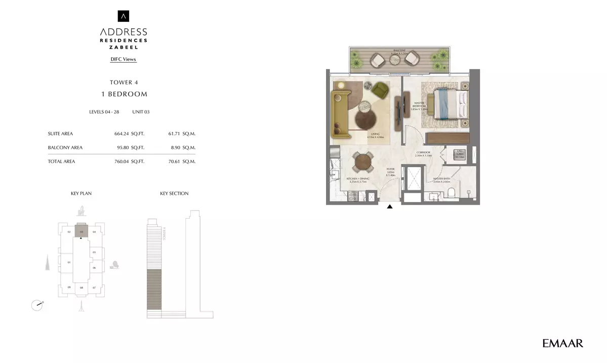 Address Residences Zabeel — 1BR floor plan