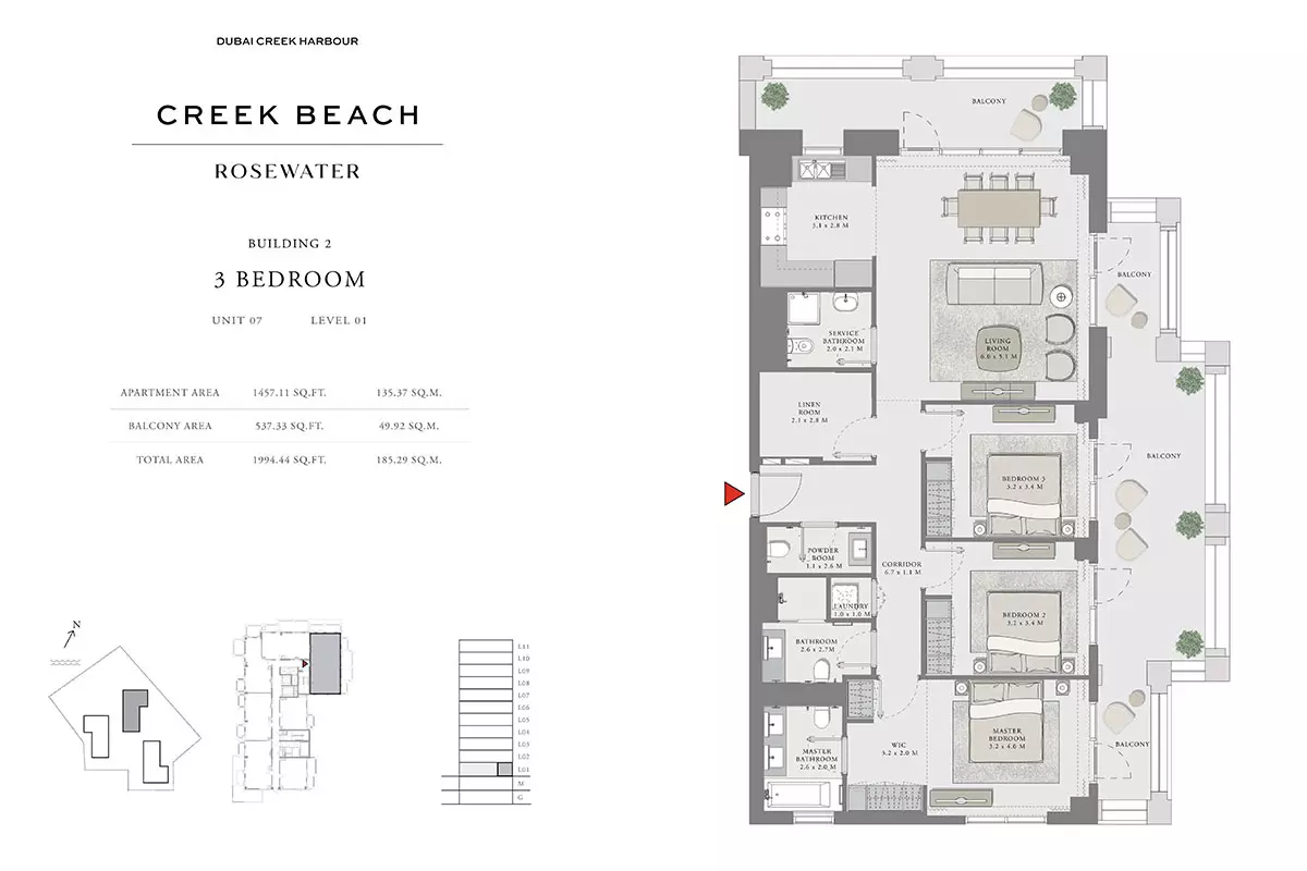 Creek Beach Rosewater B2-Type E, 3 beds