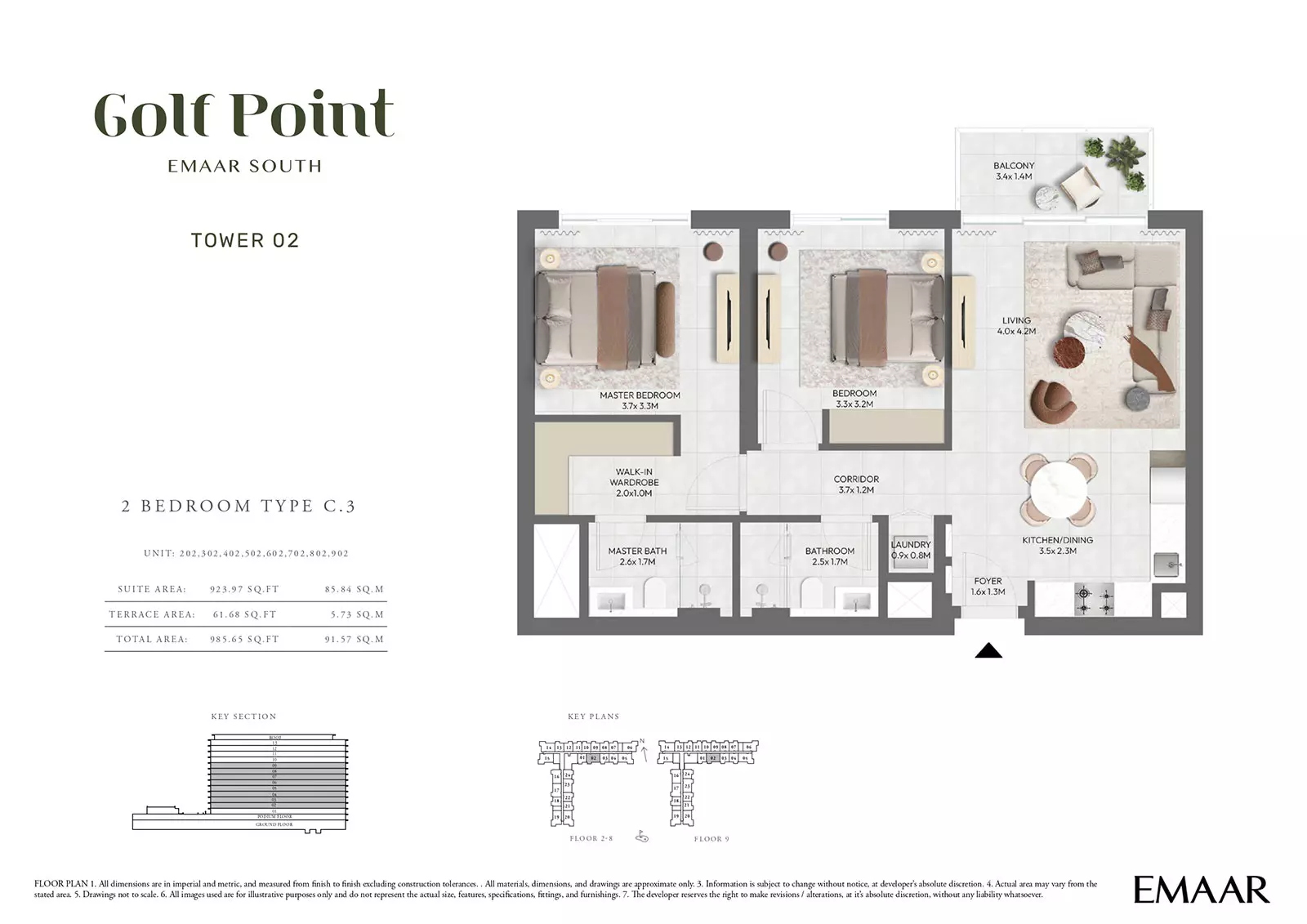 Golf Point Tower 2 - Type C-3, 2 beds