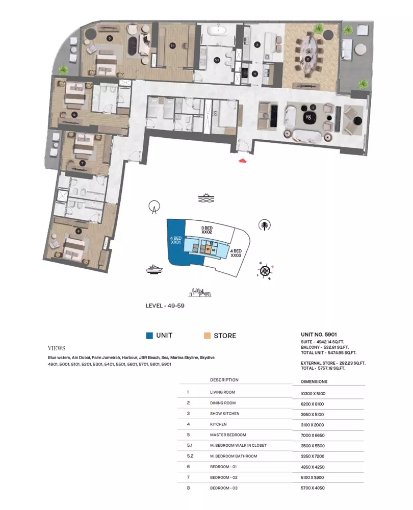 Sobha Seahaven Type 5901, 4 beds