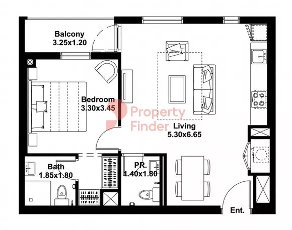 Midtown Noor Type-B Level-1 Building 4, 1 bed