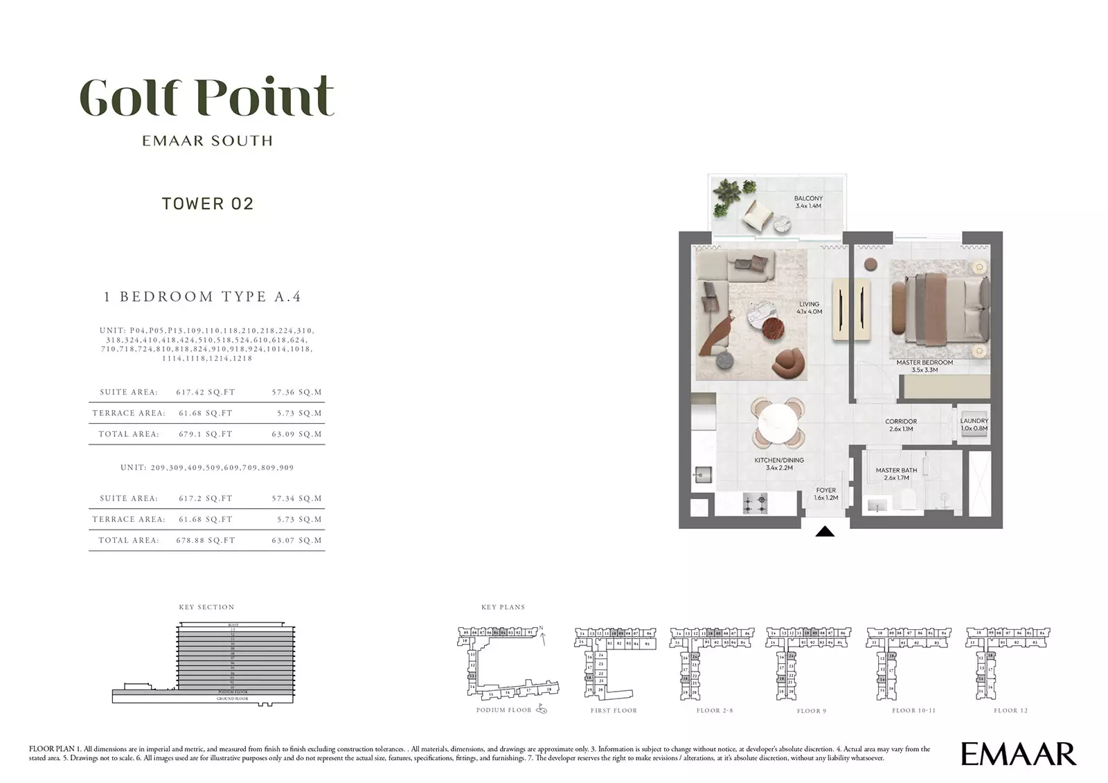 Golf Point Tower 2 - Type A - 4, 1 bed