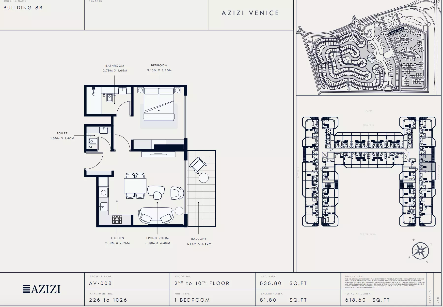 Azizi Venice 8 Type 226-Building B, 1 bed