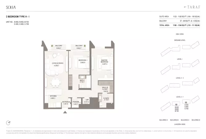 Solea by Taraf — 2BR floor plan