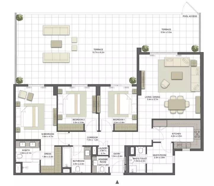 Crystal Residences Tower 2 - Type 3A, 3 beds