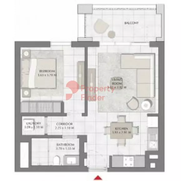 Creek Beach Surf — 1BR floor plan