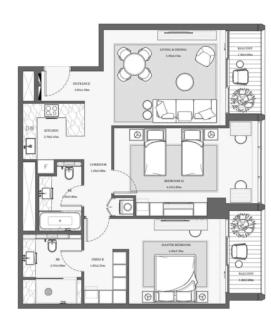 Verve City Walk Tower B-Type 8, 2 beds