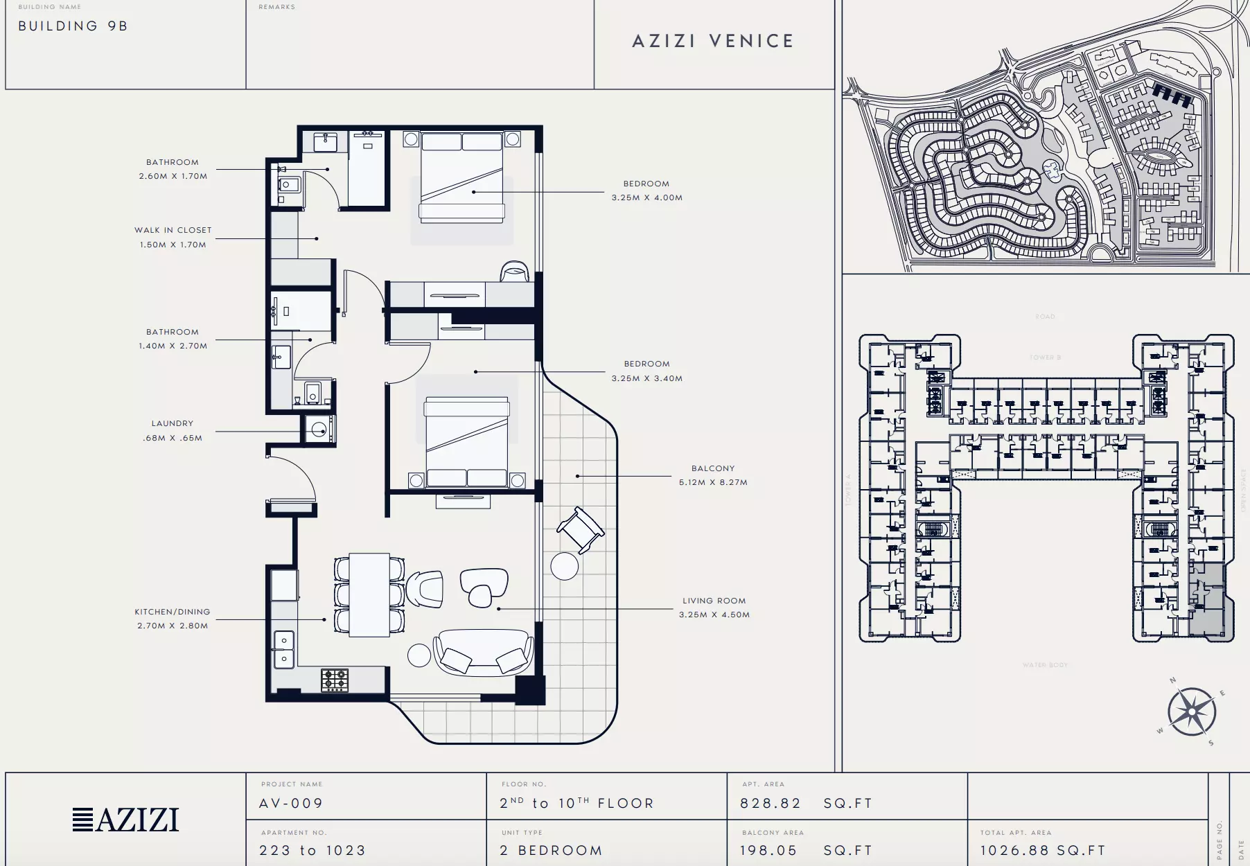 Azizi Venice 9 Type 223-Building B, 2 beds