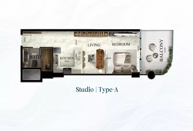 Radiant Elite Tower — Studio floor plan
