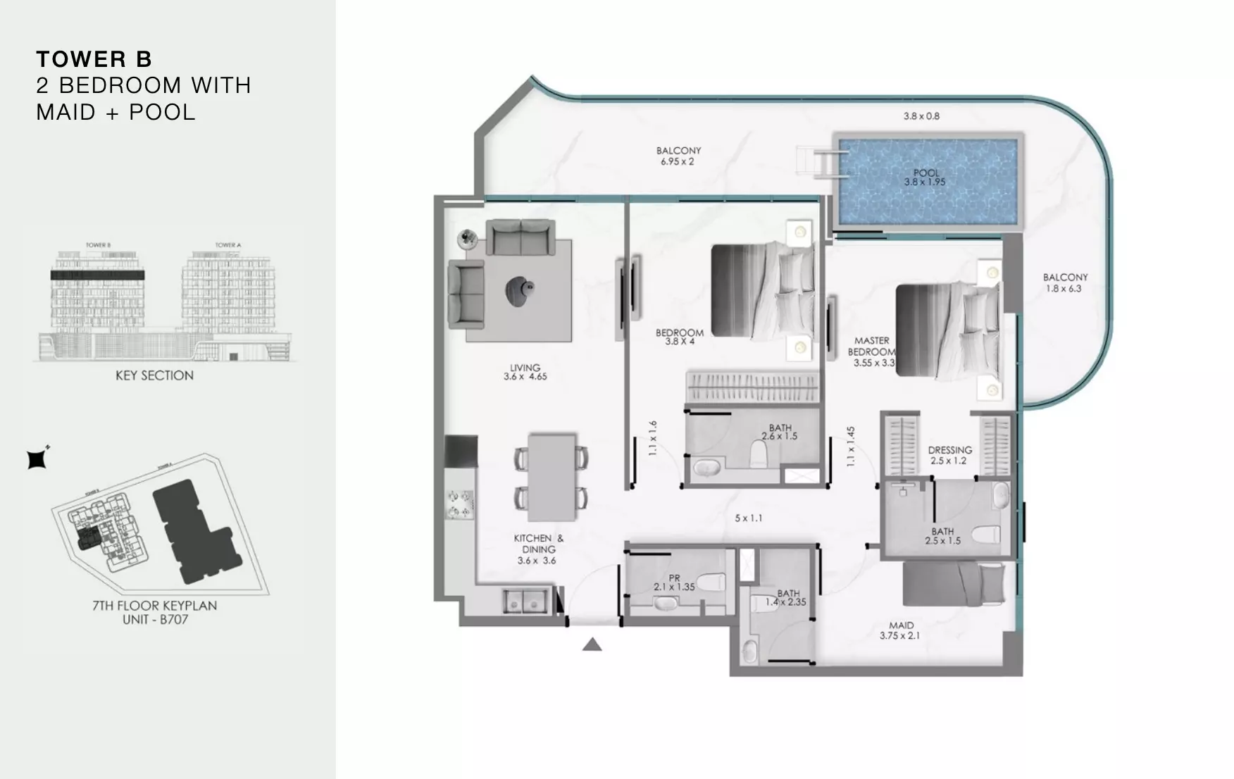 Ocean Bay by Samana Type B208, 2 beds