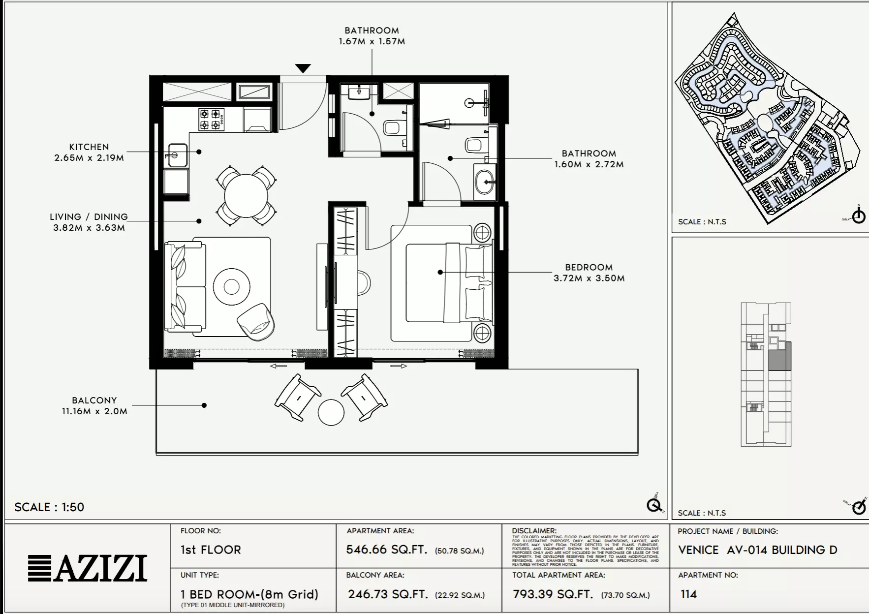 Azizi Venice 14 Type 114-Building D, 1 bed