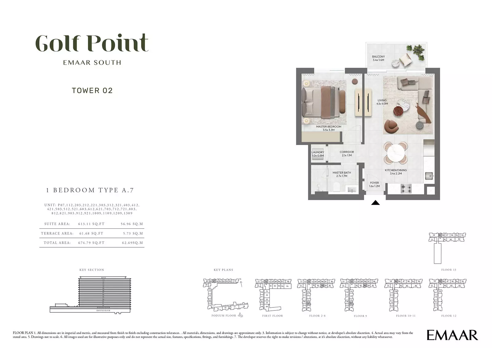 Golf Point Tower 2 - Type A-7, 1 bed