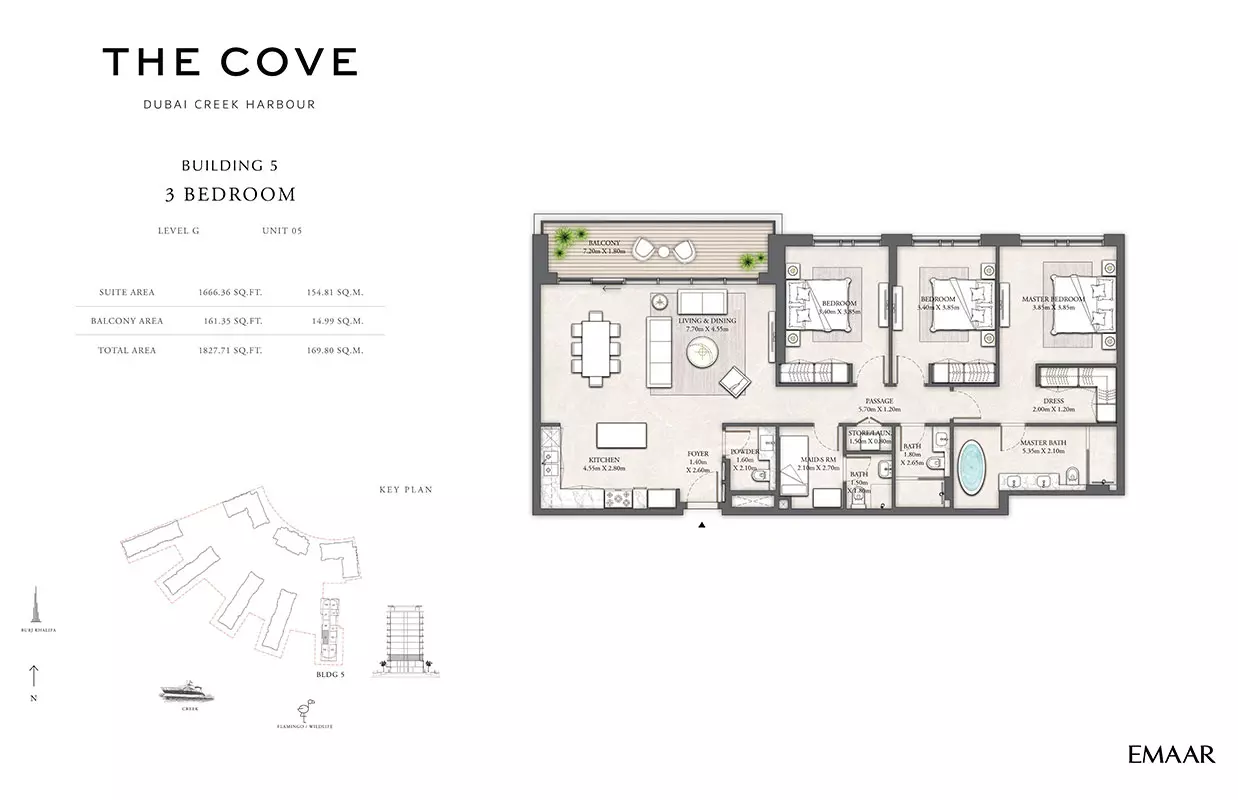 The Cove Phase 2 By Emaar Building 5 - Level G, Unit 05, 3 beds
