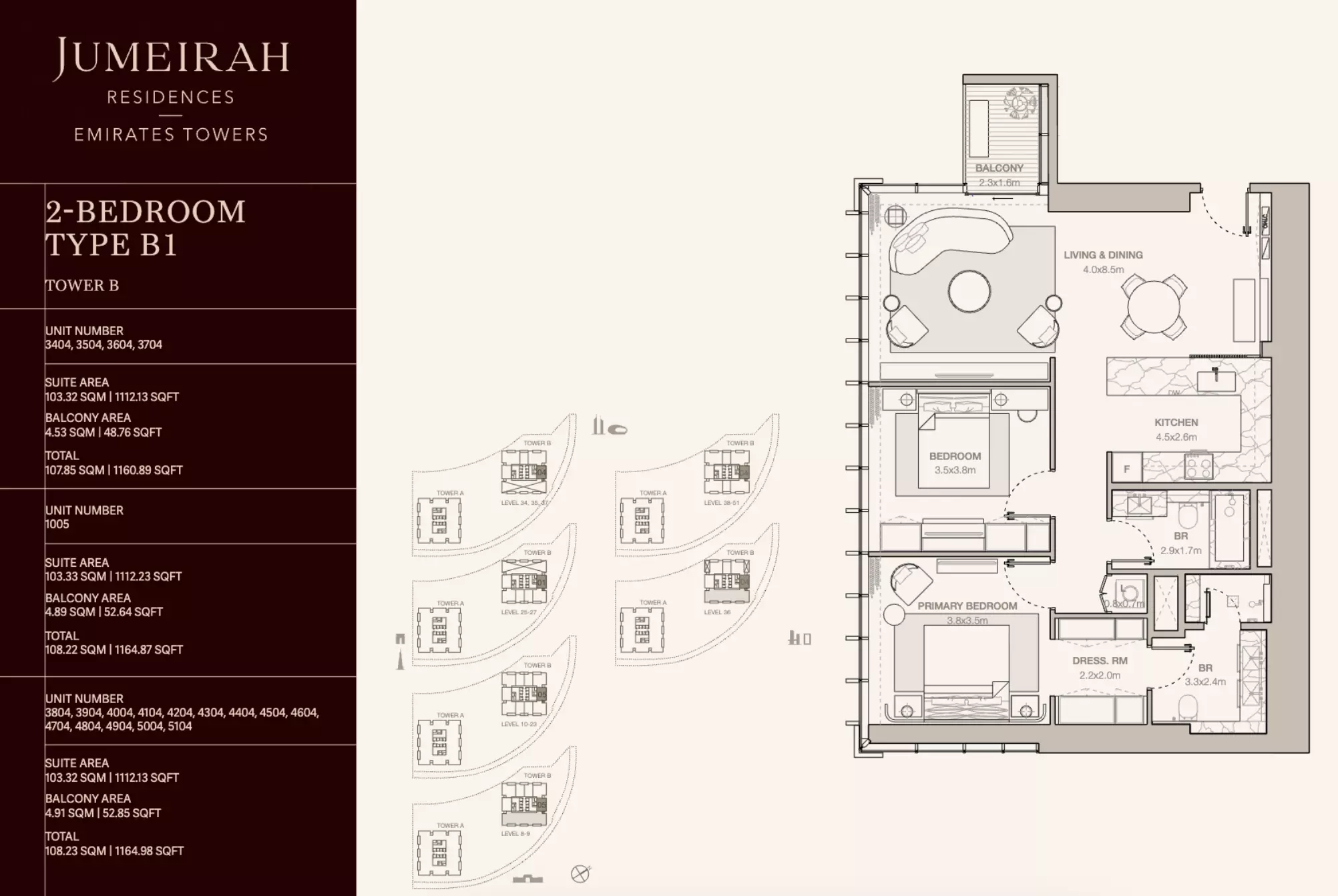 Jumeirah Residences Emirates Towers Type B1-Tower B, 2 beds