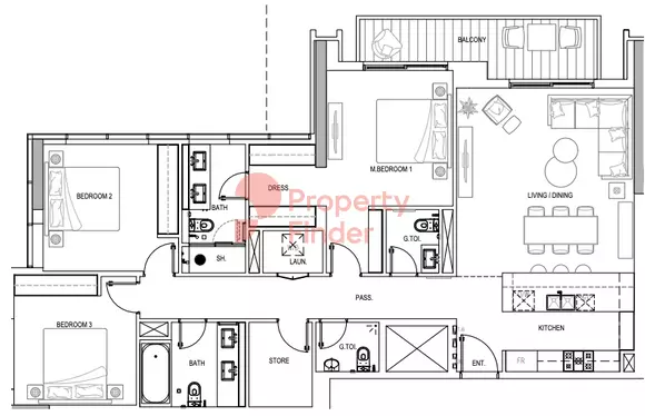 Kensington Waters Tower B Type D, 3 beds