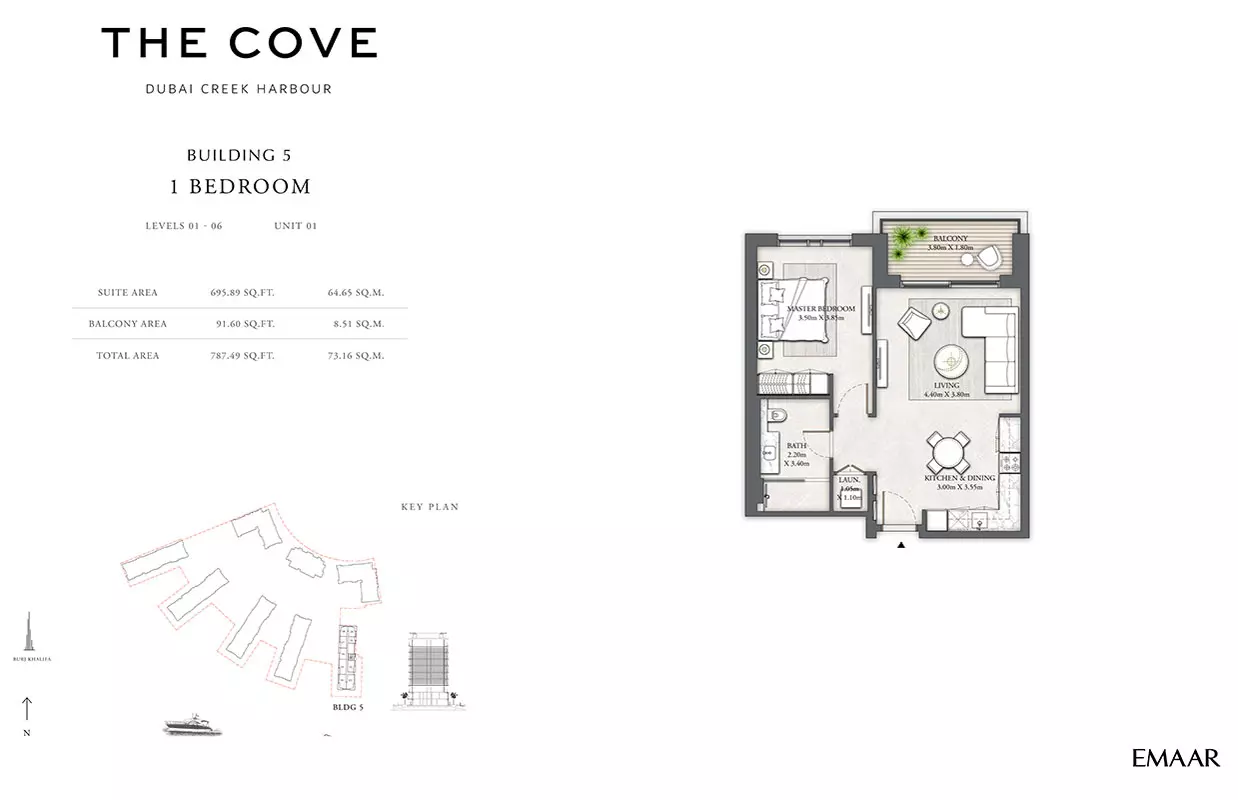 The Cove Phase 2 By Emaar Building 5 - Levels 01-06, Unit 10, 1 bed