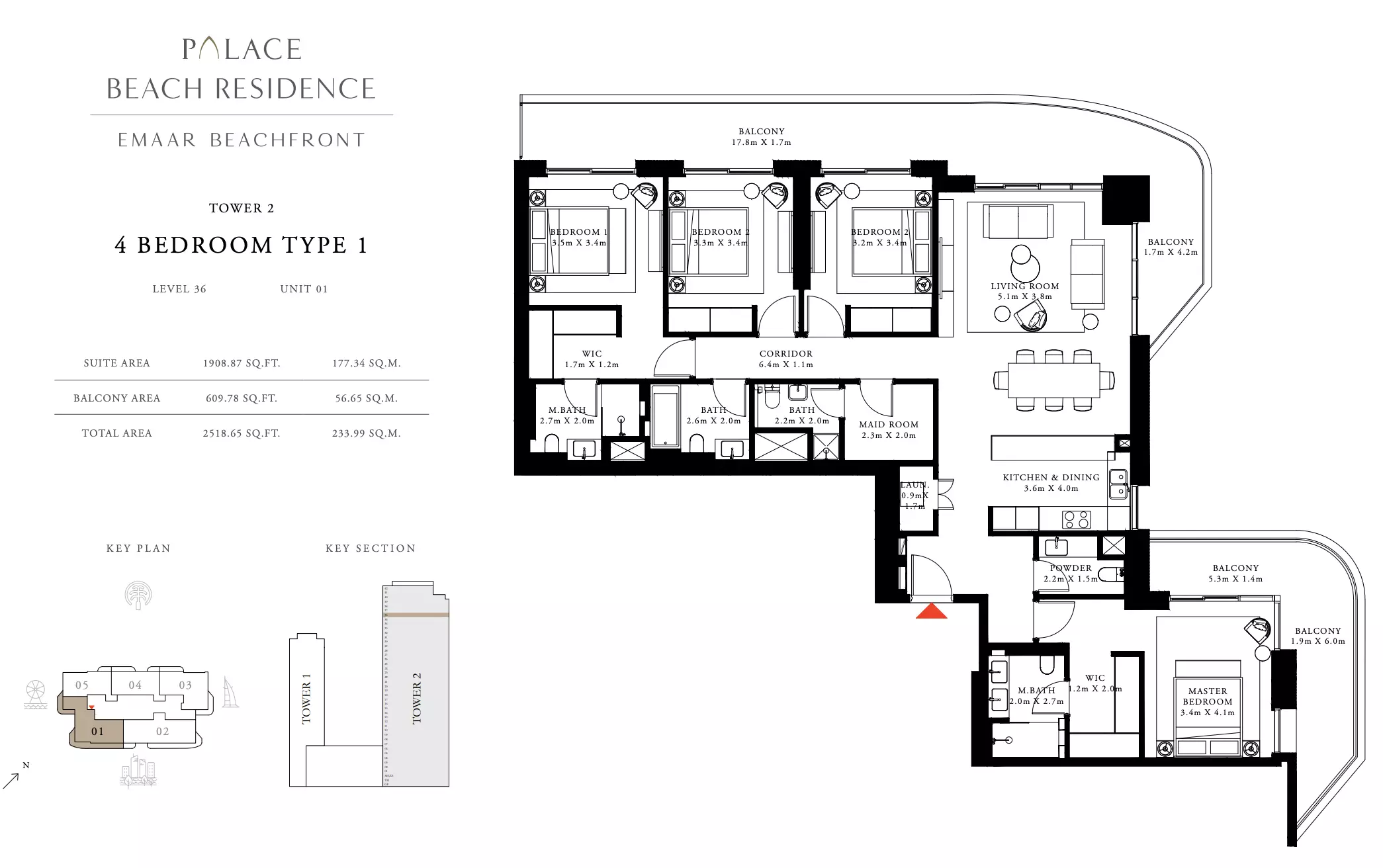 Palace Beach Residence Type 1, 3 beds
