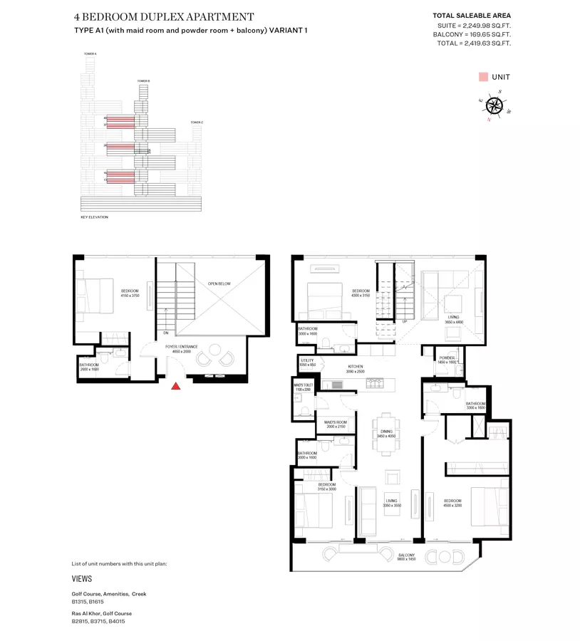 Sobha One Type A1-Variant 1-Tower B, 4 beds