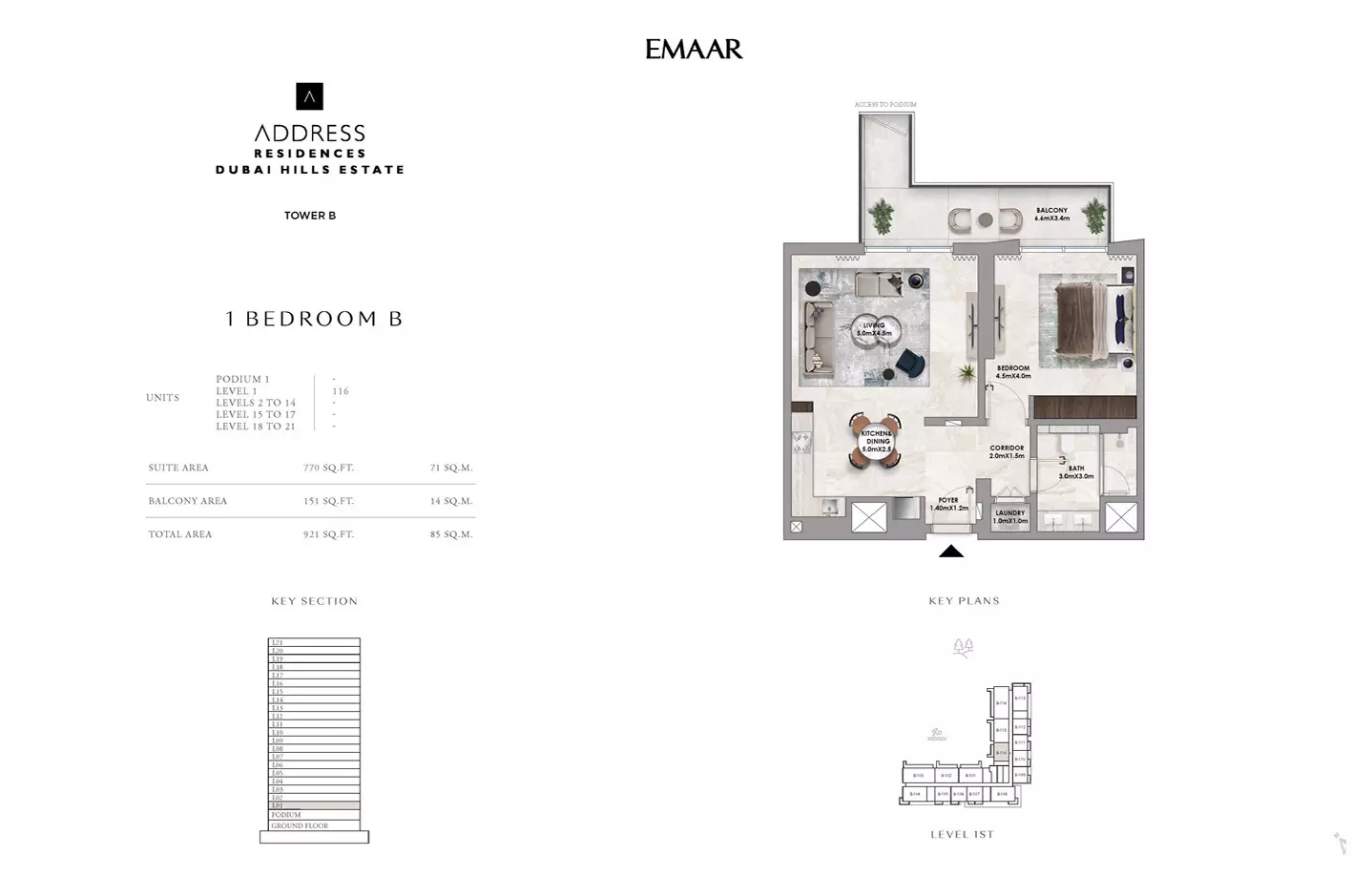 Address Residences L Dubai Hills Estate — 1BR floor plan
