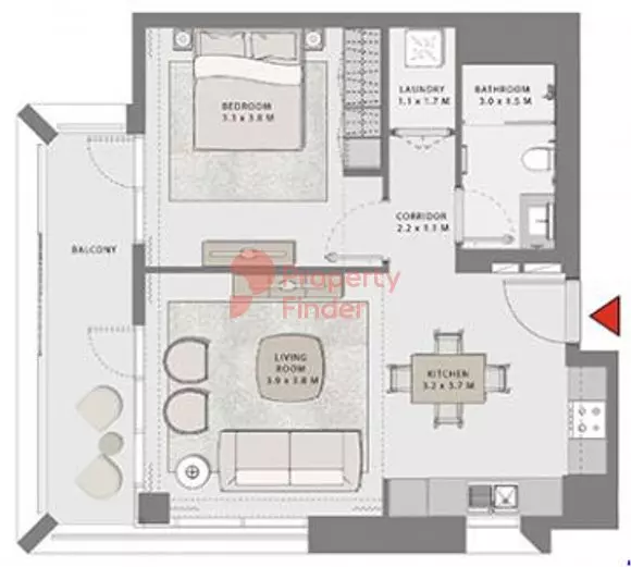 Creek Beach Grove — 1BR floor plan