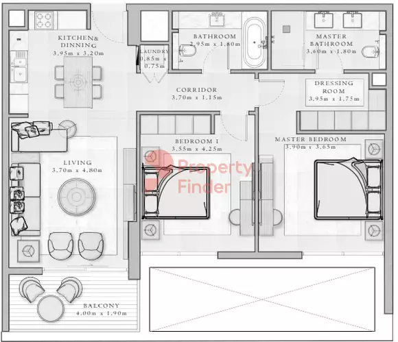 Sirdhana B3-Type 1B, 2 beds