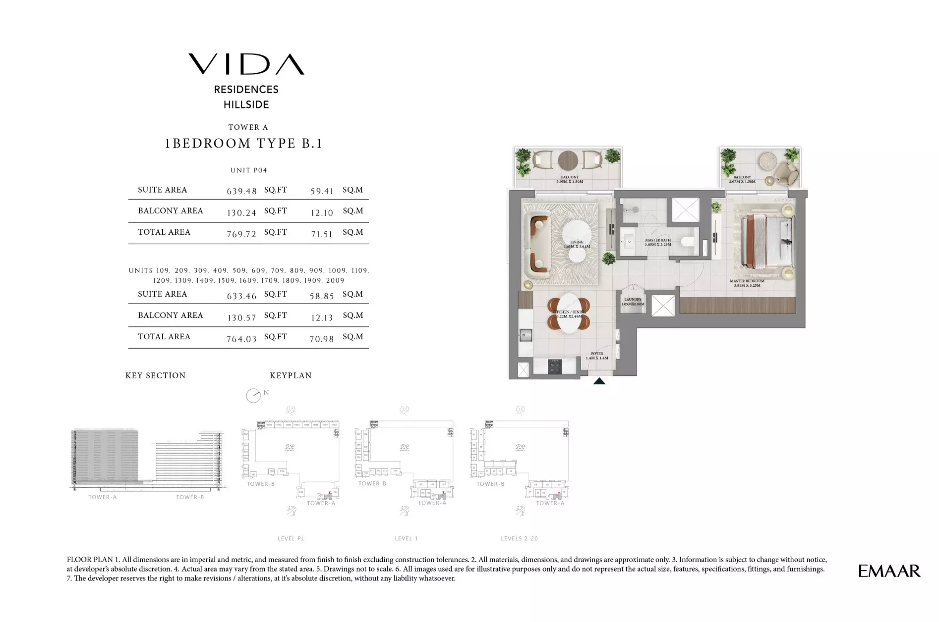 Vida Residences Hillside Type B1-Tower A, 1 bed