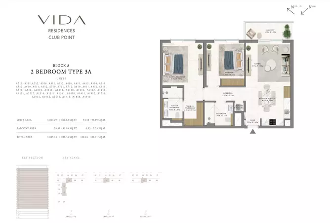 Vida Residences Club Point — 2BR floor plan