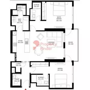 Crest Grande Tower C _ Type F (with maid room + 2 balconies) Variant 1, 2 beds