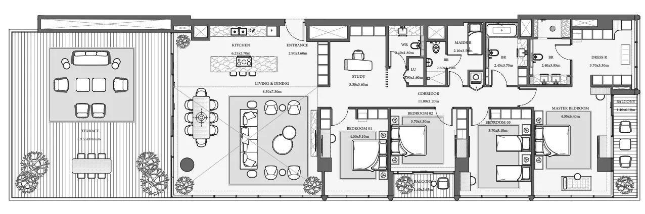 Verve City Walk Tower B-Type 3, 4 beds